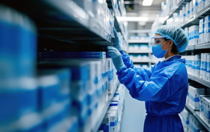 Medical device inventory manager taking stock of products.