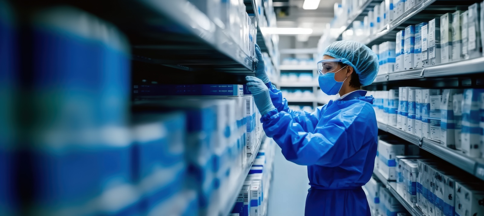 Medical device inventory manager taking stock of products.